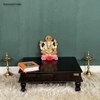 D'Dass Dark Polish Mdf and Sheesham Wooden Pooja Chowki With Drawer