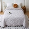 Beige Floral Comforter Quilted Reversible Cotton 350 Gsm Double Bed 240 X 220 Cms
