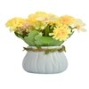 Blue Planter With Artificial Flowers
