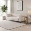 Bellmore 3 Seater Tufted Woven Chesterfield Sofa Acron White