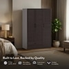 Bennis Engineered Wood 3 Door Wardrobe Without Mirror in Dark Walnut Finish