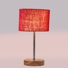 Devansh Maroon Jute Table Lamp With G Natural  Wood Base  & Steel Pipe -(7X17 Inches)-12
