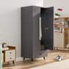 Hexa Red Wooden 2 Door Wardrobe with Drawer and Hanging Space in Slate Grey Colour