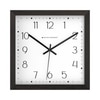 Spaces Unhooked Square Wooden Wall Clock, Black Frame, White Dial with Classic Numerals and Dot Track