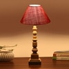 Devansh Pink Jute Table Lamp With  Wood Natural Base (10X10X21 Inches)-35