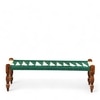 Hamilton Sheesham Wood Maachi Bench In Green & White Rope Canning