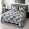 Fina Blue & White Geometric 400 TC Cotton Flat Super King Size Bedsheet with 2 Pillow Covers – Threads