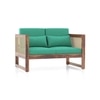 Korai Plus Two seater sofa -Finish -Teak,Fabric - Lagoon Green Futon