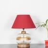 VARELLO Clear Glass Table Lamp with Gold Accent and Wood Base Maroon Shade