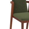 Dane Solid Wood Dining Table 6 Seater with 6 Harper Single Solid Wood Dining Chairs (Finish: Honey, Colour: Moss Green)