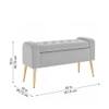 Doe Buck Upholstered Storage Bench in Grey Colour with Gold Legs