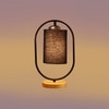 Devansh Black Cotton Drum Wooden & Iron Table Lamp -17 Inch Height  -B