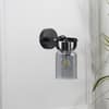 Bravo Single Light Black Wall Fitting with Smoke Glass