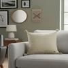Bar Beige Melange Quilted Cushion Cover With Tassels 18X18 Inches