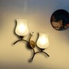 Devansh Metal Electric Wall Light in Gold Colour with White Shade Count of 2 Lights