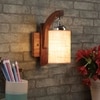 Devansh Solid Wood Electric Wall Light in Brown Colour with White Shade Count of 1 Light