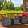Carry Bird Wicker Patio Furniture Outdoor Balcony Chairs In Grey And Red Colour