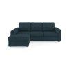 Apollo Sofa (Colour : Indigo Blue, Cushion : Hard, Back Type : Regular, Seating Capacity : Left Aligned 2 Seater + Left Aligned Chaise + Ottoman)