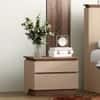 Sydney Engineered Wood King Hydraulic Storage Bed with 1 Bedside Table – Beige Glossy Finish