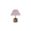 Laura Multicolour Fabric Shade Table Lamp with Natural Wooden Base