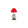 Jayla Red cotton Table lamp with Wood & Iron Base