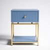 Blue Horizon Wood Side Table in Blue & Gold Colour