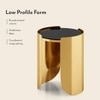 Belle Round Black Mirror and Metal Side Table in Gold finish