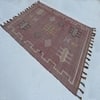 Tribal Moroccan Inspired Boho Rug Burgundy Geometric Tribal Area Rug Size 65 x 87 in