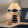 Devansh Multicolor Vintage Cotton Table Lamp With Wood Pebble Lamp (12X12X16.5) Inches -C