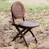 Alfresco Solid Wood Outdoor Folding Round Table with Two Folding Round Chairs in Brown Colour