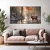 The Castle Decor Beautiful Deer Wall Painting Wooden Framed Digital Painting 27x48 Inch (Style 2)