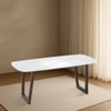 Adria Carrara White Quartz 6 Seater Dining Table In New Walnut Finish
