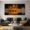 The Castle Decor Golden Temple Wall Painting Wooden Framed 27x48 Inch (Style 1)