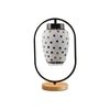 Devansh Multicolor Glass Wooden & Iron  Table Lamp -17 Inch Height  -Y