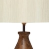 Devansh Off White Cotton Table Lamp With  Wood Natural Base  (7X13 Inches)-2