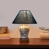Devansh Conical Turquoise Jute Shade Lamp With Wood & Mosaic Glass Base For Decoration/Office/Home/Gifting/Study For Decoration/Office/Home/Gifting/Study -(10X10X14.5) Inches -A