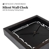 Playful Overlapping Numerals Square Black Wooden Wall Clock
