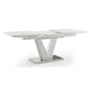 Caribu Glass 4 To 6 Seater Extendable Dining Table In White High Gloss Finish