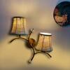 Devansh Metal Electric Wall Light in Gold Colour with Beige Shade Count of 2 Lights