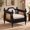 Rattan Solid wood Single Seater sofa in Black Finish in Ivory