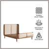 Valerio Duo-Panel Luxe King Size Bed in Off White colour Velvet with Oak wood Frame