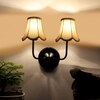 Devansh Dual Black Wallmounted Lamp With Cotton Off-White Shade