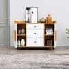 Hexa Red Multipurpose Storage Cabinet With 3 Drawer 2 Door in Giant Wood And Frosty White Colour