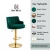 Doe Buck Oliver Adjustable Velvet Bar Stool in Green Colour with Gold Base