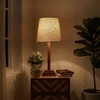 Babel Wooden Table Lamp with Brown Base and Premium White Fabric Lampshade