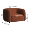 Zenol Boucle Fabric 1 Seater Sofa In Orange