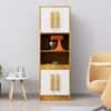 Hexa Red Crockery Unit Multipurpose Wooden Cabinet in Giant Wood And Frosty White Colour