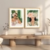 Boho Women Portrait Green and Pink Set of 2 Framed Posters 45x60 cm