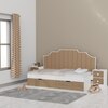 Pillowcastle Single Upholstered Bed With Brown Upholstered Panels At The Back In White and Brown Colour
