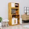 Hexa Red Crockery Unit Multipurpose Wooden Cabinet in Giant Wood And Frosty White Colour